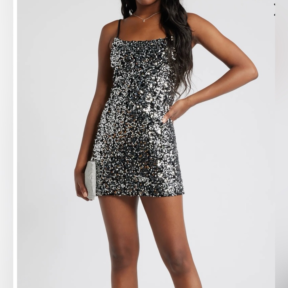 BP Black and Silver Sequin Mini Dress